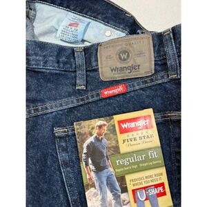 Wrangler Jeans Mens 36x32 Five Star Regular Fit 96501MR Dark Indigo Denim NEW